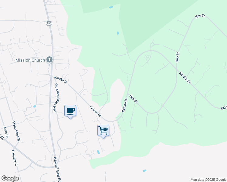map of restaurants, bars, coffee shops, grocery stores, and more near 73-4593 Kukuki Street in Kailua-Kona