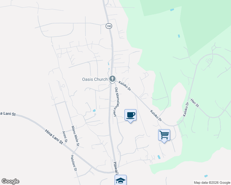 map of restaurants, bars, coffee shops, grocery stores, and more near 73-4580 Old Mamalahoa Highway in Kailua-Kona