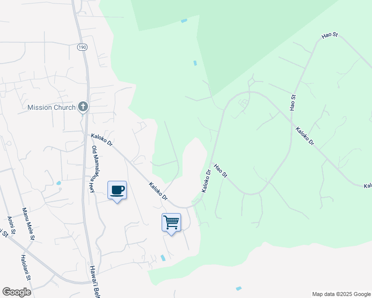 map of restaurants, bars, coffee shops, grocery stores, and more near 73-4593 Kukuki Street in Kailua-Kona