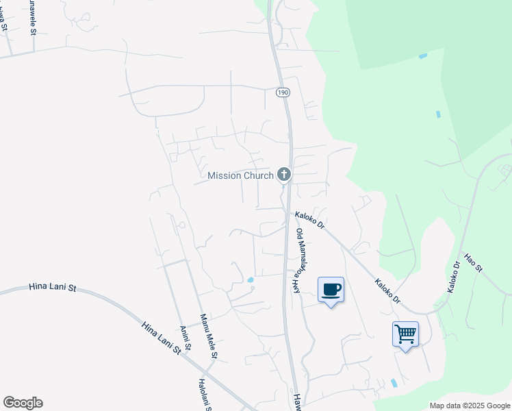 map of restaurants, bars, coffee shops, grocery stores, and more near 73-4550 Iki Place in Kailua-Kona