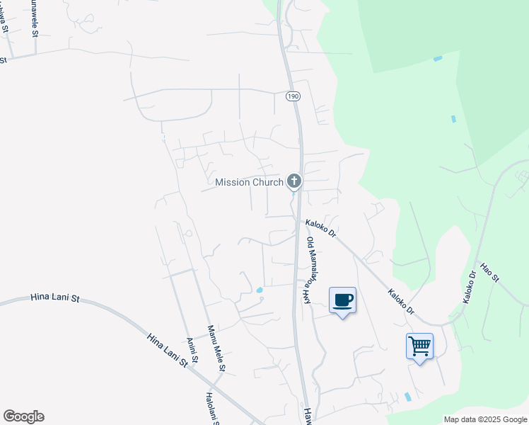 map of restaurants, bars, coffee shops, grocery stores, and more near 73-4550 Iki Place in Kailua-Kona