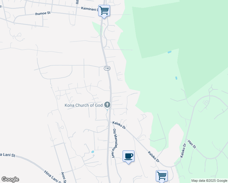 map of restaurants, bars, coffee shops, grocery stores, and more near 73-4489 Hawaii Belt Road in Kailua-Kona