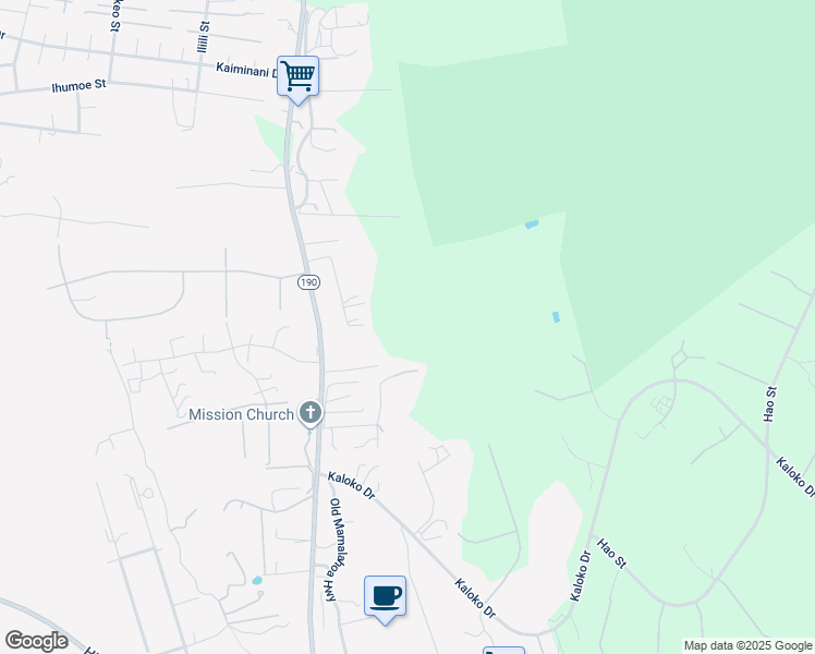 map of restaurants, bars, coffee shops, grocery stores, and more near 73-4491 Old Government Mauka Road in Kailua-Kona