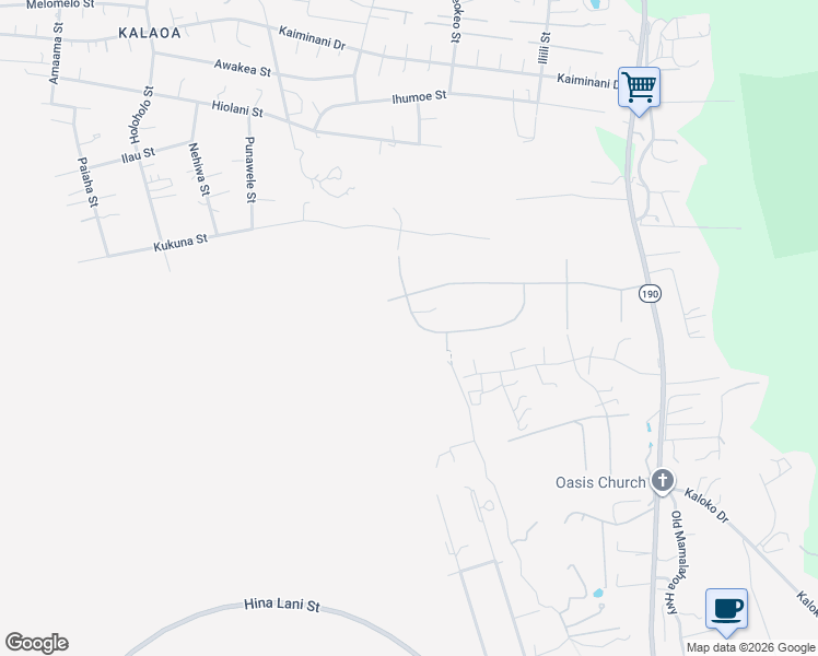 map of restaurants, bars, coffee shops, grocery stores, and more near 73-4525 Hane Street in Kailua-Kona