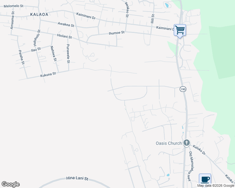 map of restaurants, bars, coffee shops, grocery stores, and more near 73-4525 Hane Street in Kailua-Kona
