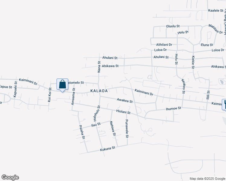 map of restaurants, bars, coffee shops, grocery stores, and more near 73-4348 Malie Place in Kailua-Kona
