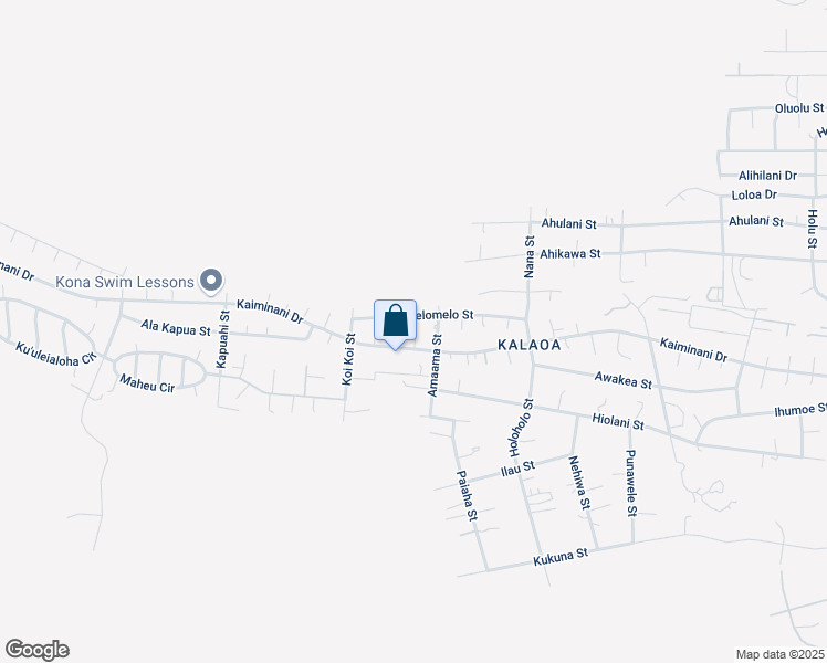map of restaurants, bars, coffee shops, grocery stores, and more near 73-1223 Melomelo Street in Kailua-Kona