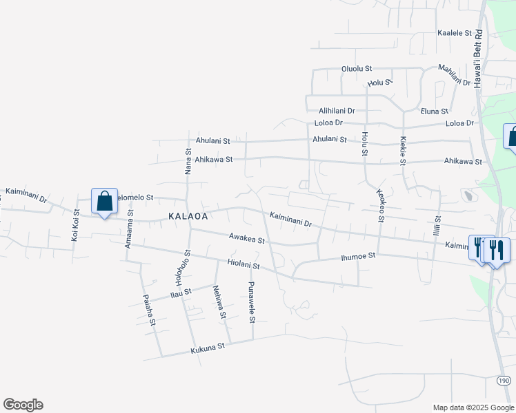 map of restaurants, bars, coffee shops, grocery stores, and more near 73-1299 Kaiminani Drive in Kailua-Kona