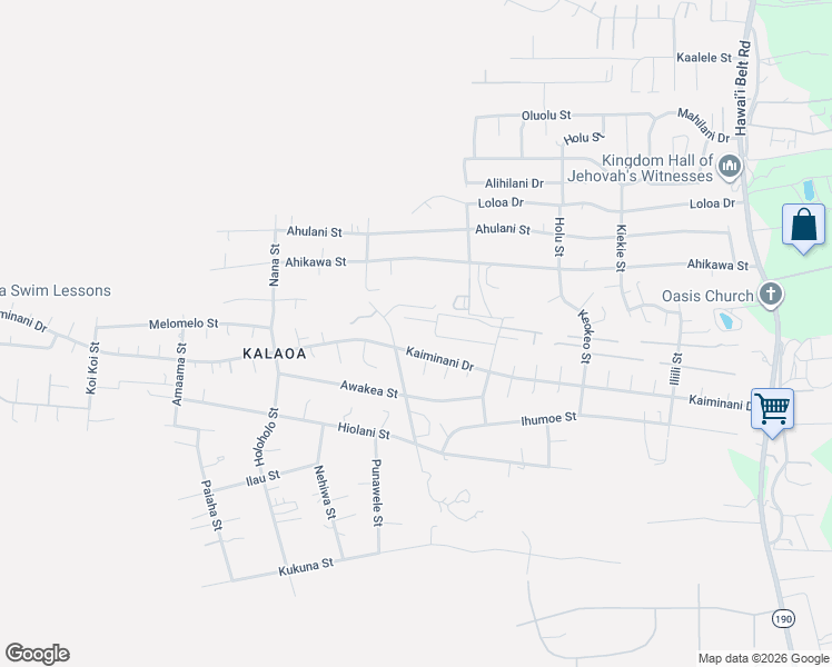 map of restaurants, bars, coffee shops, grocery stores, and more near 73-1060 Mala Pua Court in Kailua-Kona