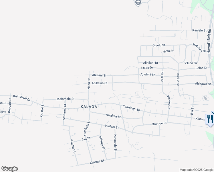 map of restaurants, bars, coffee shops, grocery stores, and more near 73-1022 Ahikawa Street in Kailua-Kona