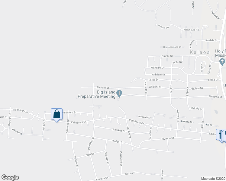 map of restaurants, bars, coffee shops, grocery stores, and more near 73-1022 Ahulani Street in Kailua-Kona