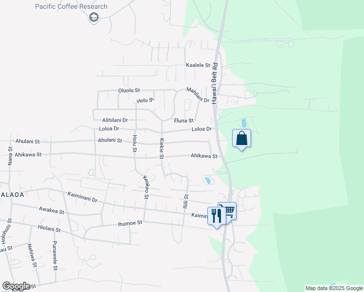 map of restaurants, bars, coffee shops, grocery stores, and more near 73-1190 Ahulani Street in Kailua-Kona
