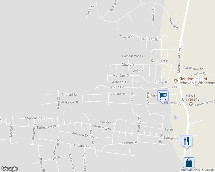 map of restaurants, bars, coffee shops, grocery stores, and more near 73-1087 Loloa Drive in Kailua-Kona