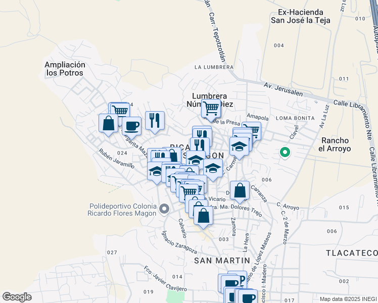 map of restaurants, bars, coffee shops, grocery stores, and more near in Tepotzotlán