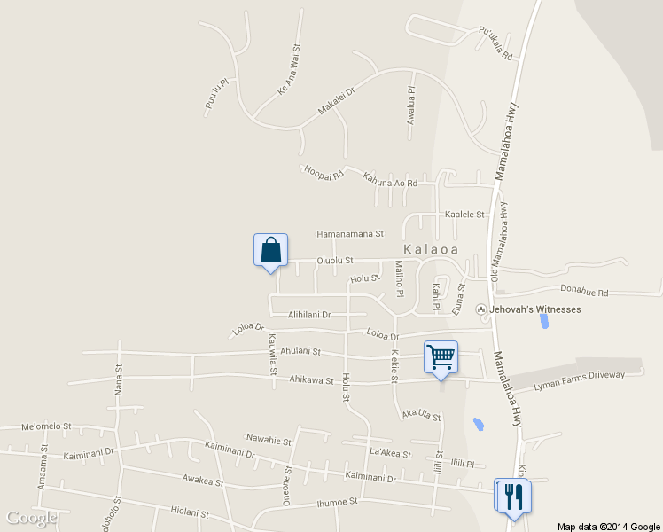 map of restaurants, bars, coffee shops, grocery stores, and more near 73-4174 Alaha Place in Kailua-Kona