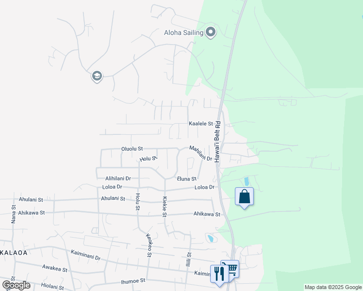 map of restaurants, bars, coffee shops, grocery stores, and more near 73-1195 Mahilani Drive in Kailua-Kona
