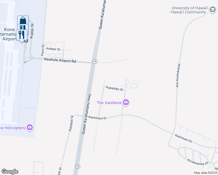 map of restaurants, bars, coffee shops, grocery stores, and more near Kupaloke Street in Kaiminani