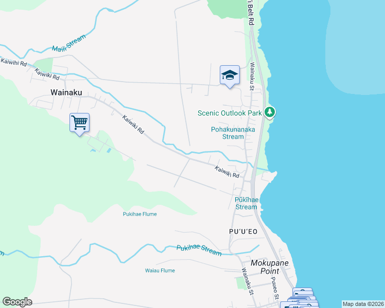 map of restaurants, bars, coffee shops, grocery stores, and more near 98 Kaiwiki Road in Hilo