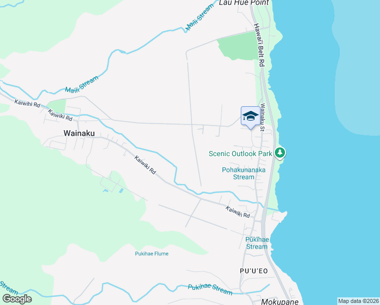 map of restaurants, bars, coffee shops, grocery stores, and more near 647 Kauhiula Road in Hilo