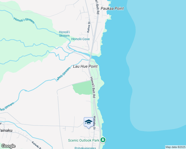 map of restaurants, bars, coffee shops, grocery stores, and more near 27 Makakai Place in Hilo