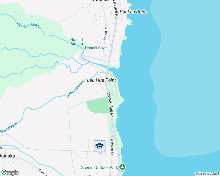 map of restaurants, bars, coffee shops, grocery stores, and more near 27 Makakai Place in Hilo