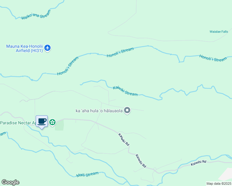 map of restaurants, bars, coffee shops, grocery stores, and more near 2114B Kaiwiki Road in Hilo