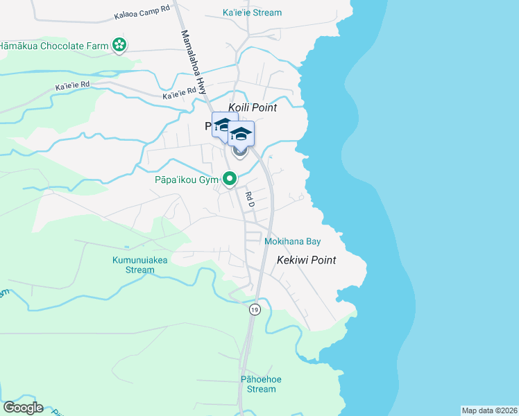 map of restaurants, bars, coffee shops, grocery stores, and more near 27-212 Road B in Papaikou