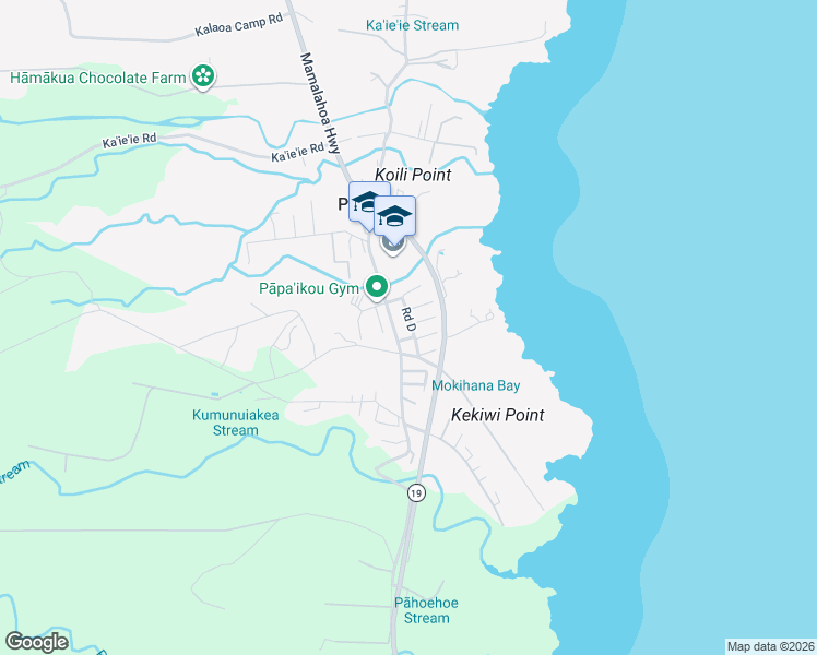 map of restaurants, bars, coffee shops, grocery stores, and more near 27-212 Road B in Papaikou