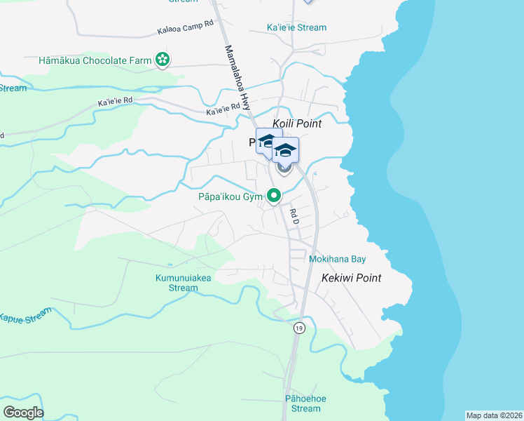 map of restaurants, bars, coffee shops, grocery stores, and more near 27-236 Maluna Place in Papaikou