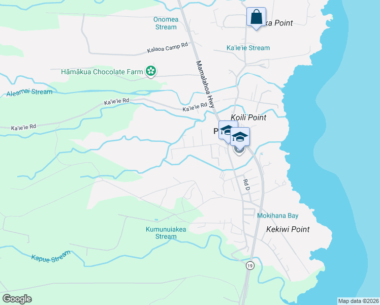 map of restaurants, bars, coffee shops, grocery stores, and more near 27-231 Kaapoko Homestead Road in Papaikou