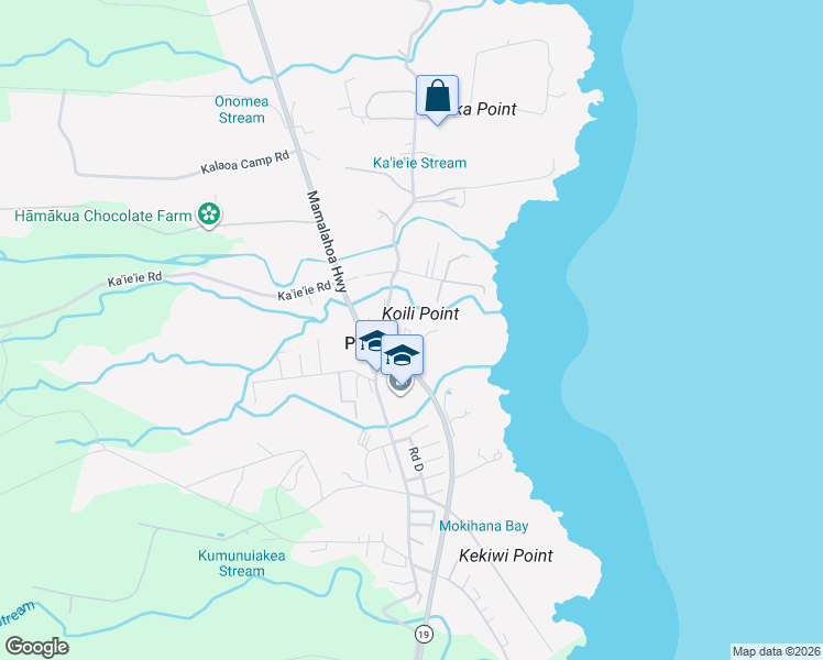 map of restaurants, bars, coffee shops, grocery stores, and more near 27-384 Mamalahoa Highway in Papaikou
