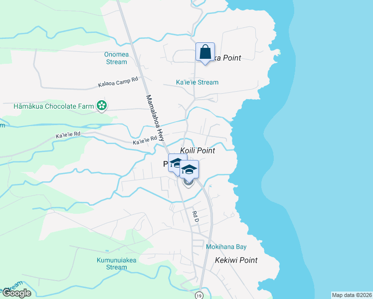 map of restaurants, bars, coffee shops, grocery stores, and more near 27-384 Mamalahoa Highway in Papaikou