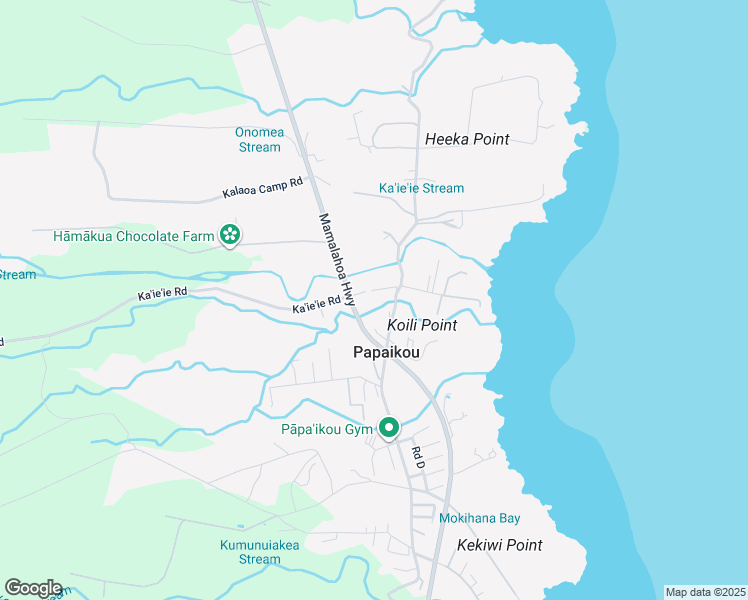 map of restaurants, bars, coffee shops, grocery stores, and more near 27-274 Ka'ie'ie Road in Papaikou