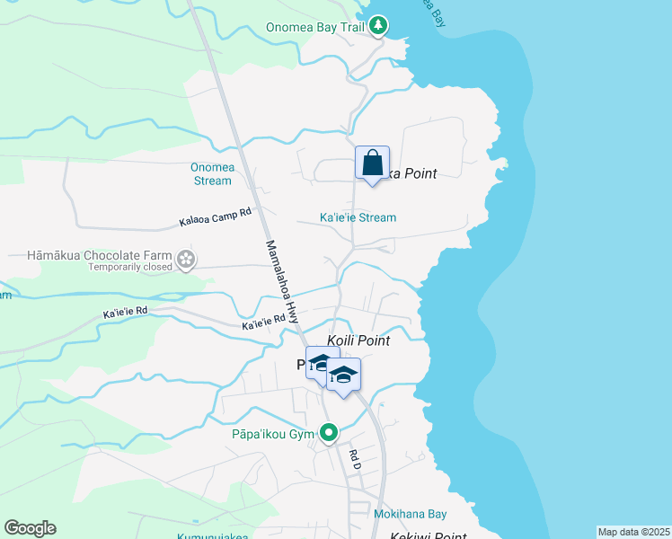 map of restaurants, bars, coffee shops, grocery stores, and more near 27-1024 Old Mamalahoa Highway in Papaikou