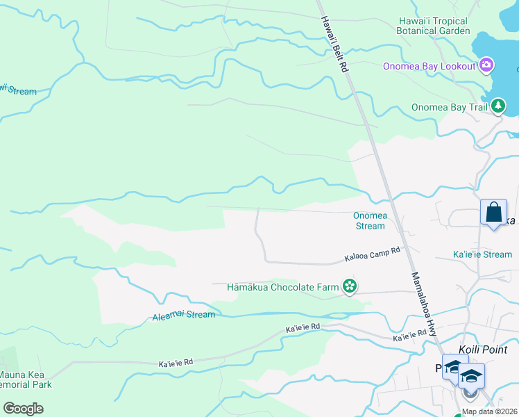 map of restaurants, bars, coffee shops, grocery stores, and more near 27 Puu Moi Road in Papaikou