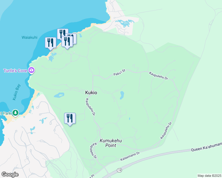map of restaurants, bars, coffee shops, grocery stores, and more near 73-1335 Kukuna Street in Kailua-Kona