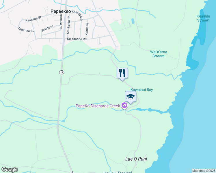 map of restaurants, bars, coffee shops, grocery stores, and more near 27-999 Mamalahoa Highway in Pepeekeo
