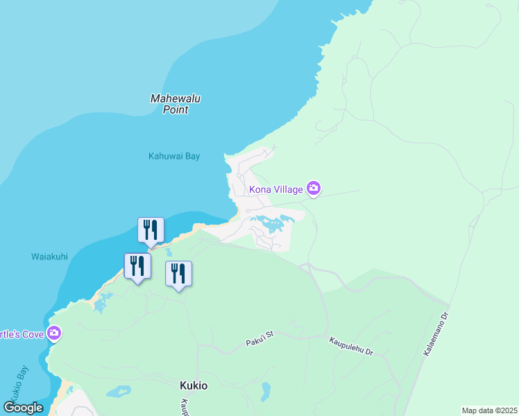 map of restaurants, bars, coffee shops, grocery stores, and more near 72-300 Maheawalu Drive in Kailua-Kona