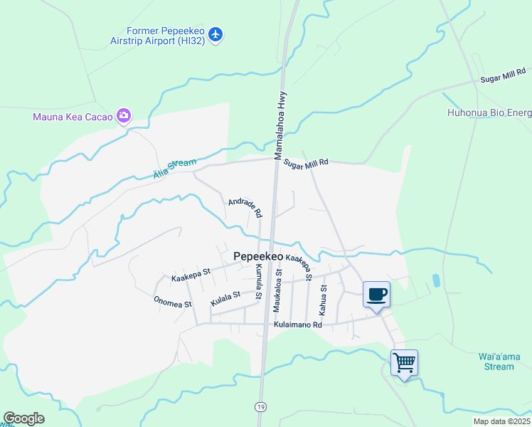 map of restaurants, bars, coffee shops, grocery stores, and more near 28-1516 Kumula Street in Pepeekeo