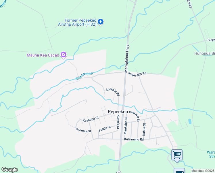 map of restaurants, bars, coffee shops, grocery stores, and more near 28-2970 Kumula Street in Pepeekeo