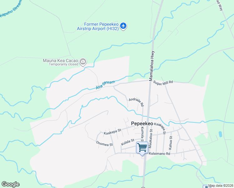 map of restaurants, bars, coffee shops, grocery stores, and more near 28-2985 Andrade Road in Pepeekeo