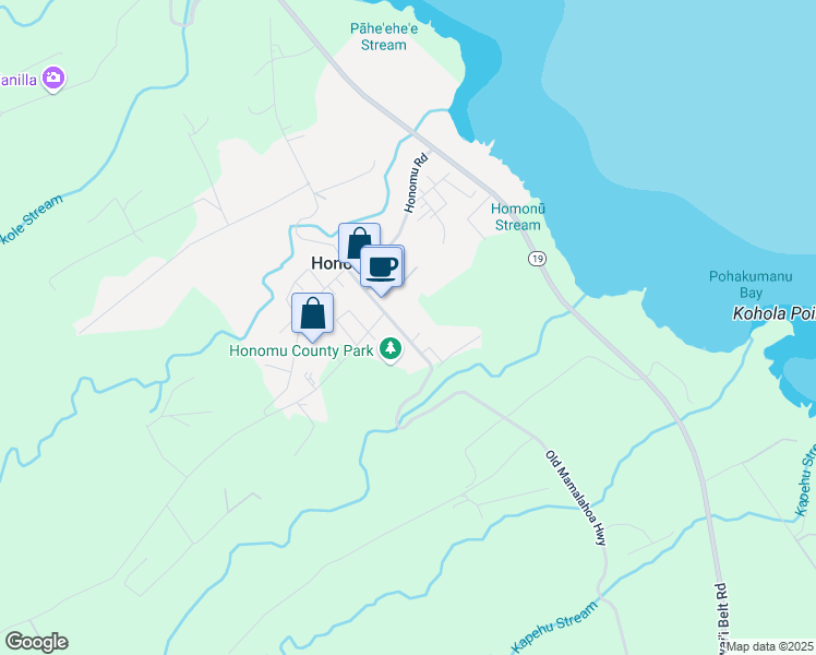map of restaurants, bars, coffee shops, grocery stores, and more near 28-1654 Old Mamalahoa Highway in Pepeekeo