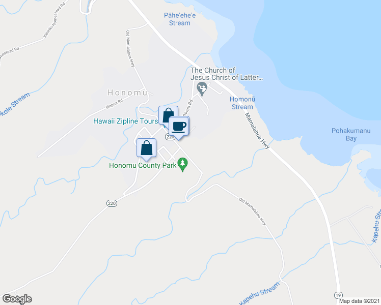 map of restaurants, bars, coffee shops, grocery stores, and more near 28-1654 Old Mamalahoa Highway in Pepeekeo