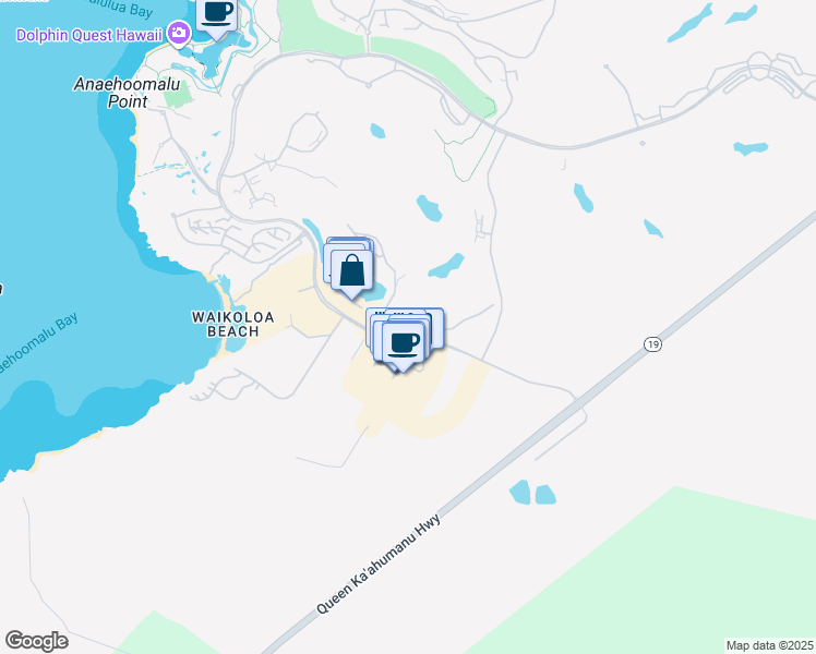 map of restaurants, bars, coffee shops, grocery stores, and more near Kings Highway Foot Trail in Waikoloa Village
