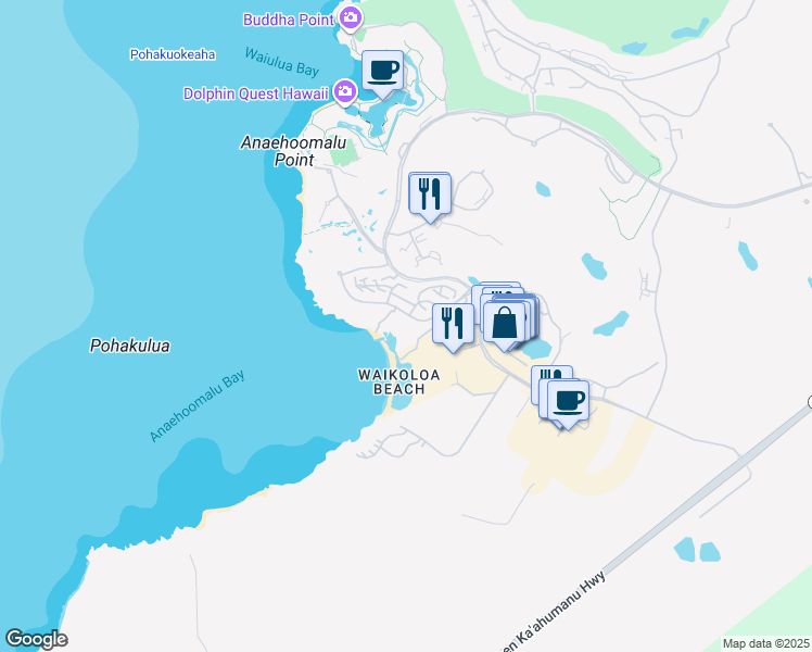 map of restaurants, bars, coffee shops, grocery stores, and more near in Puako