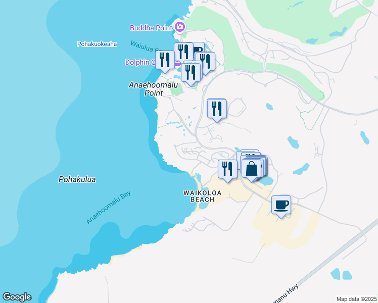 map of restaurants, bars, coffee shops, grocery stores, and more near 69-1000 Kolea Kai Circle in Waikoloa Village