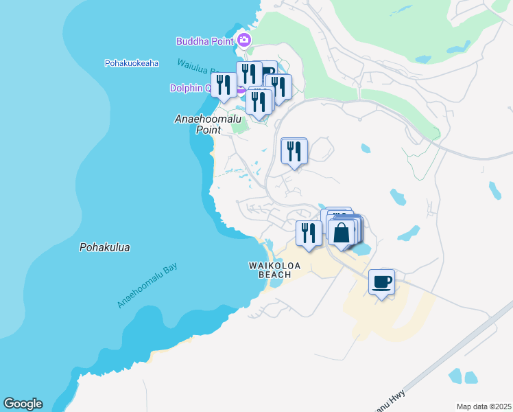 map of restaurants, bars, coffee shops, grocery stores, and more near 69-1000 Kolea Kai Circle in Waikoloa Village