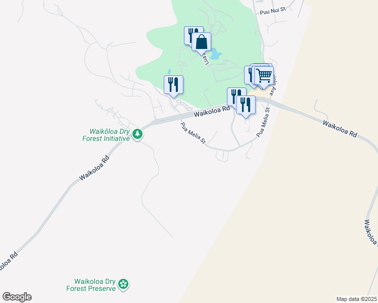map of restaurants, bars, coffee shops, grocery stores, and more near 68-1686 Waikoloa Road in Waikoloa Village