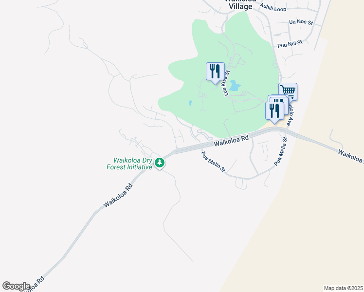 map of restaurants, bars, coffee shops, grocery stores, and more near 68-3939 Mulei Place in Waikoloa Village