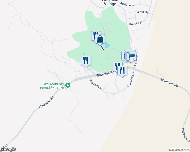 map of restaurants, bars, coffee shops, grocery stores, and more near 0 Waikoloa Road in Waikoloa Village